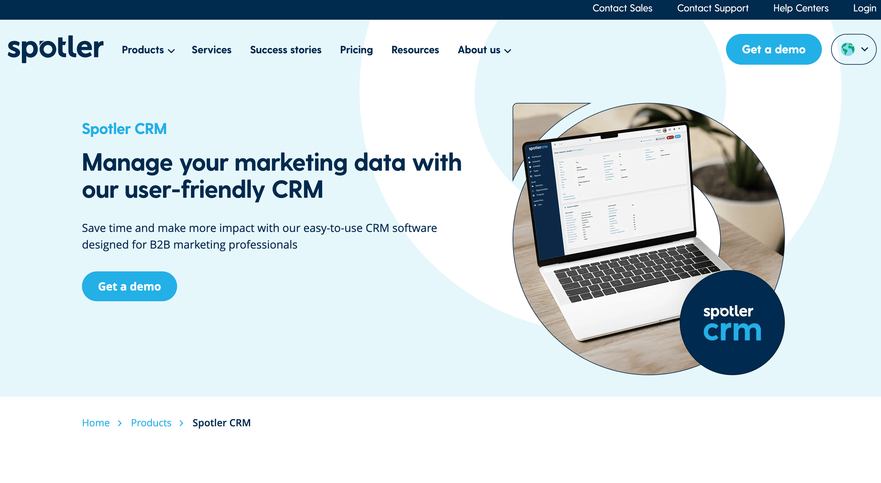Spotler CRM's landing page